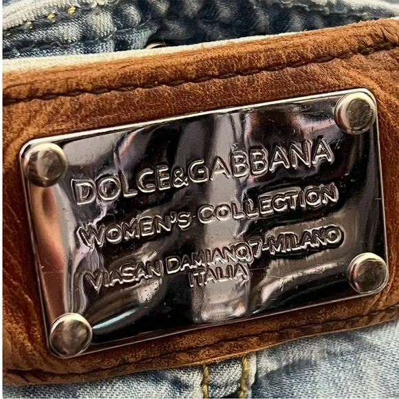Dolce & Gabbana Vintage Half Pants Cargo Crop Jeans Chambray Acid Wash Size 27
